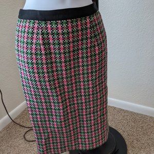 Boden pink/green/black wool blend pencil skirt 2